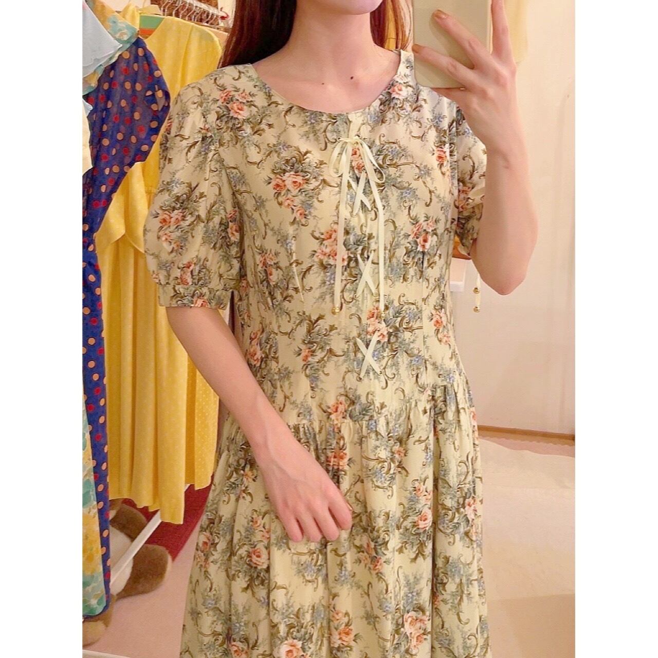 high laced shoes ribbon rose one-piece