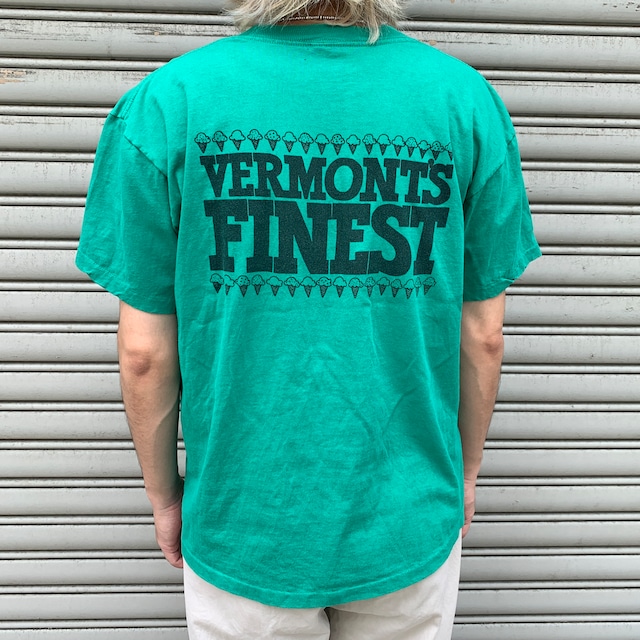 90s USA製 ベン&ジェリーズ 企業ロゴTシャツ 両面プリント グリーン L