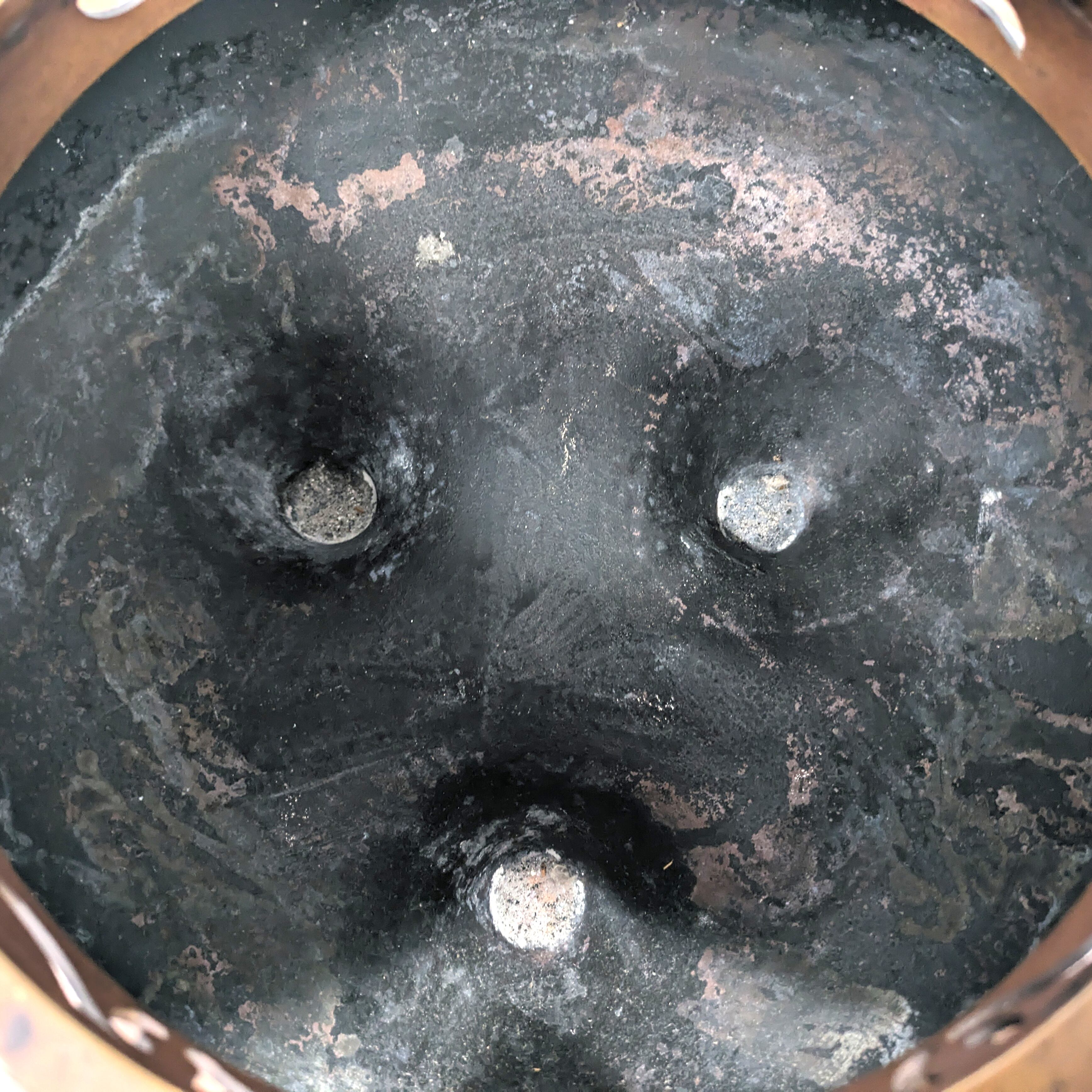 唐銅鬼面風炉・風炉釜・炭型電熱器・セット・茶道具・No.230720-10