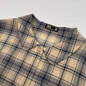 DAKS ダックス チェック柄 半袖 シャツ ジャケット サイズ 11R /レディース/日本製/薄手/ベージュ×ネイビー系