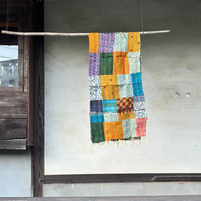 《パッチワーク小 / no.39》幅約42×長さ約177cm リサイクルサリーのカンタショール