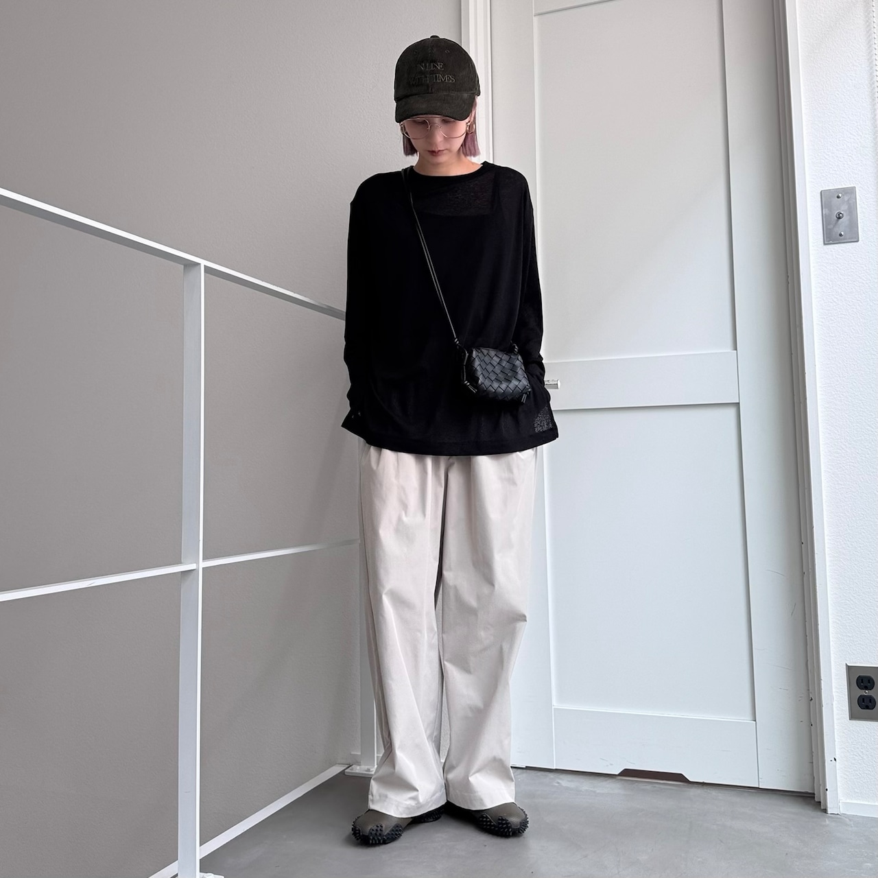 シアーリラクシークルーネックCS/ブラック