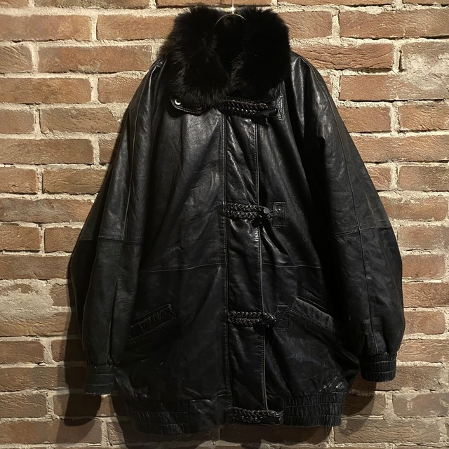 【Caka act3】Special Design Vintage Leather Duffle Coat