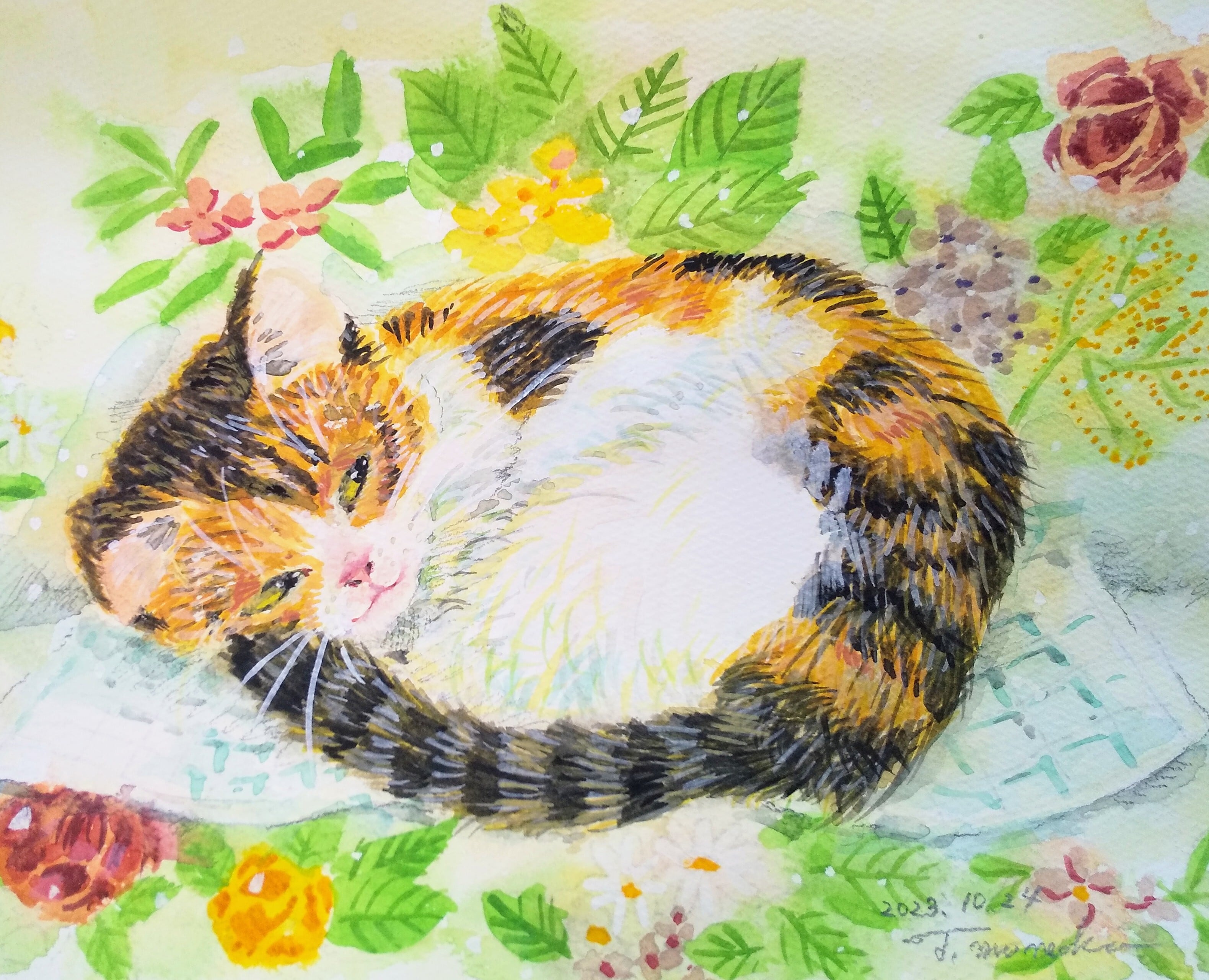 水彩公式 水彩画 ブッタ 絵 富士山の絵画 水彩画 横尾武之 作 早朝の