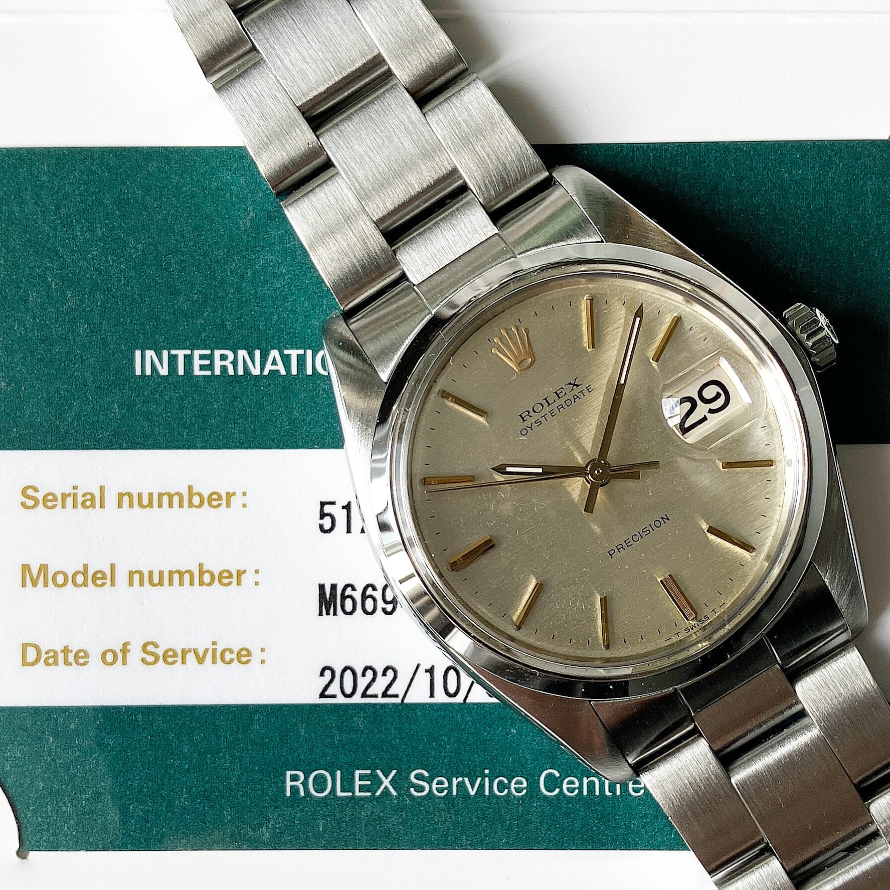 Rolex Oyster Date 6694 (51*****) Silver Mosaic with Gold indices ...