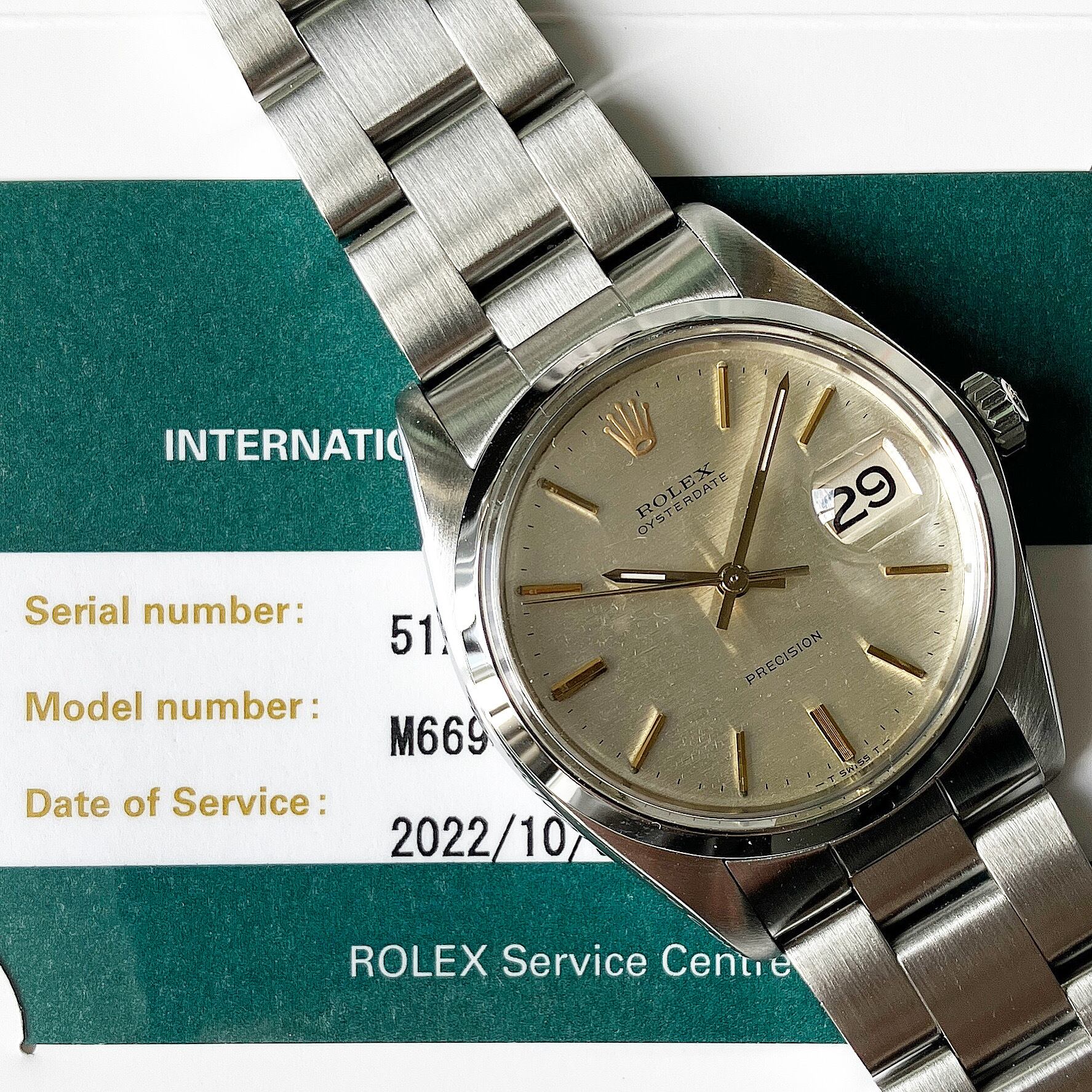 Rolex Oyster Date 6694 (51*****) Silver Mosaic with Gold indices