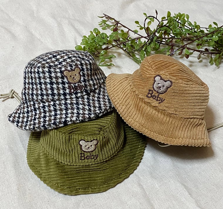 baby bucket hat S ~ L 3color  /  犬用 帽子 秋冬 新作 ドッグウェア 犬 バケットハット お揃い コーデュロイ 可愛い アクセサリー