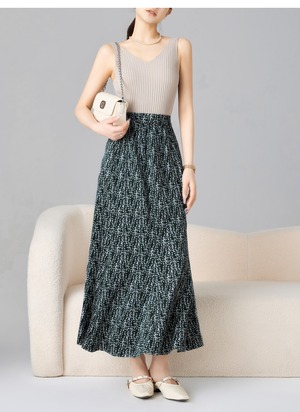 総柄マキシ丈フレアスカート 2type×2length W01331