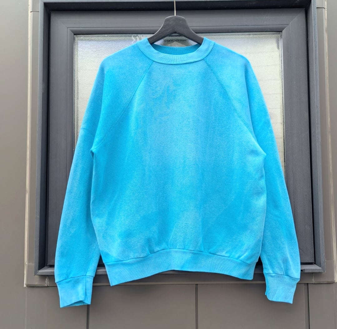 80s ターコイズ! blank raglan sleeve sweat shirt 小岩店