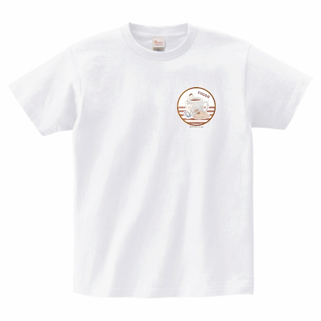Tシャツ　胸元　ぱくぱくクッキー　ココア　ホワイト　S/M/L/XL