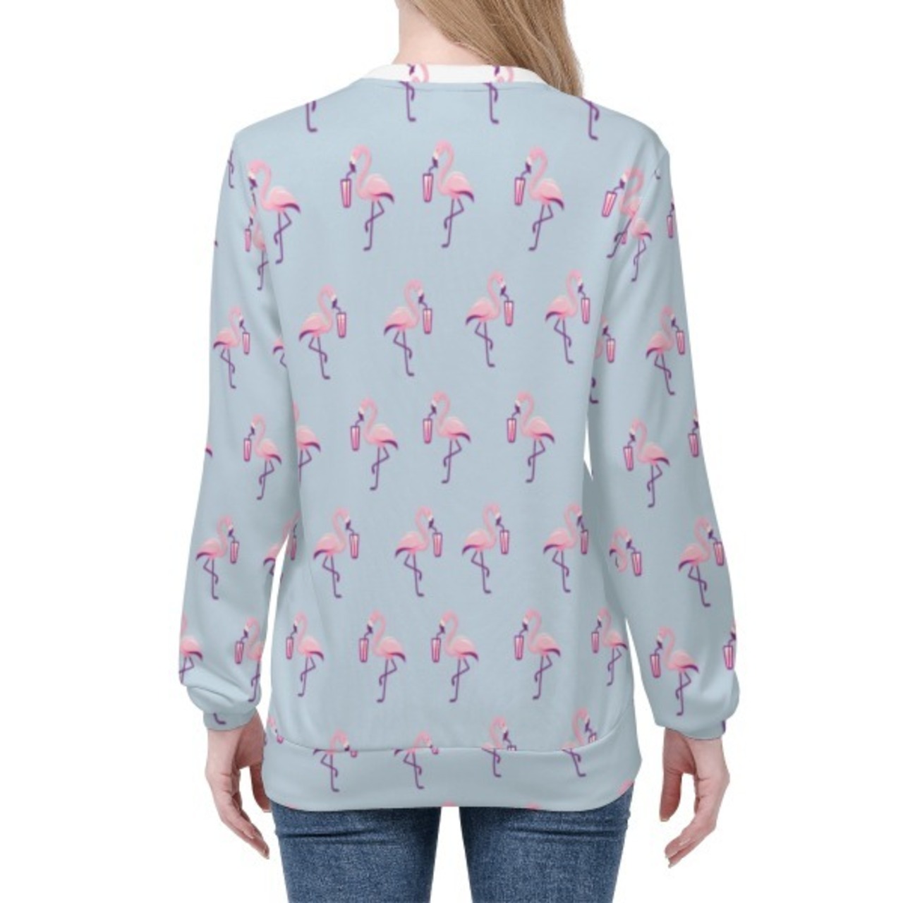 Women's Pull Over Sweatshirt Light Blue 4297