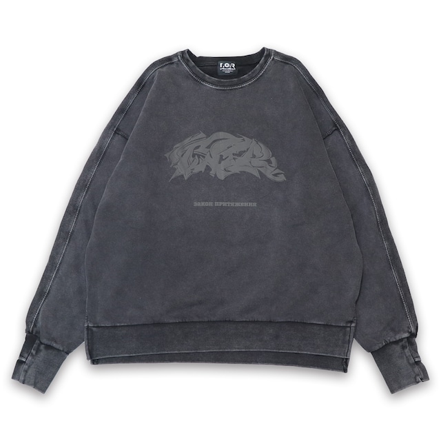 UNDERGROUND CIRCLE CREW SWEAT - WASHED BLACK