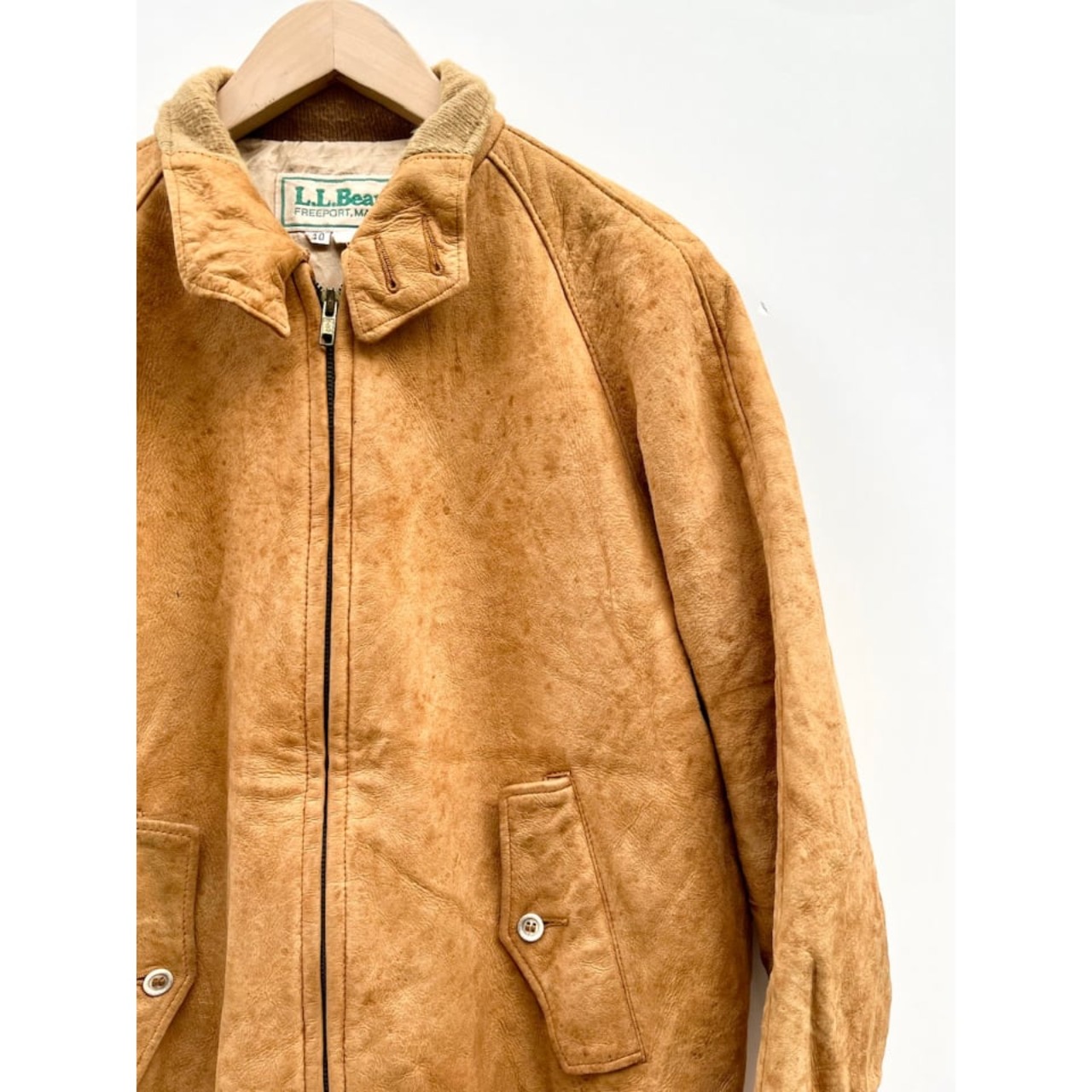 80s L.L.Bean LAMB SUEDE HARRINGTON JACKET Size 40