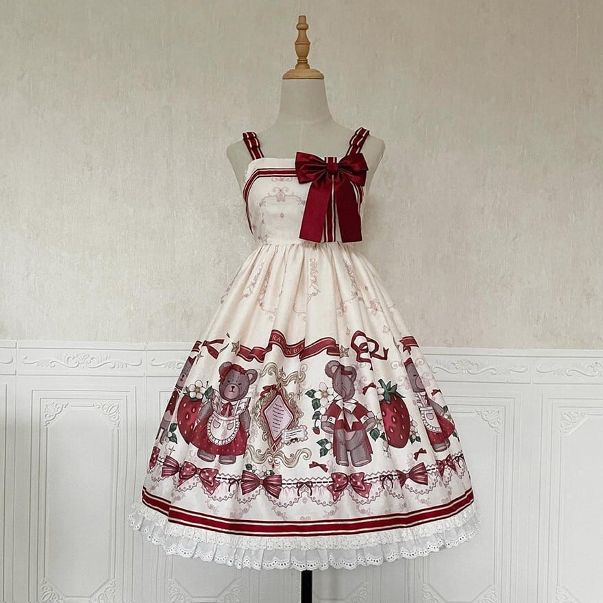 スイートロリィタ セットアップ くまちゃん イチゴ プリント柄