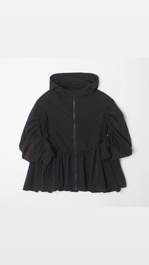 REKISAMI -hooded ruched jacket- :BLACK,