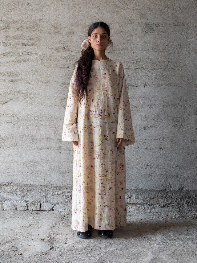 TADO  PRIYA ECO PRINT DRESS IVORY
