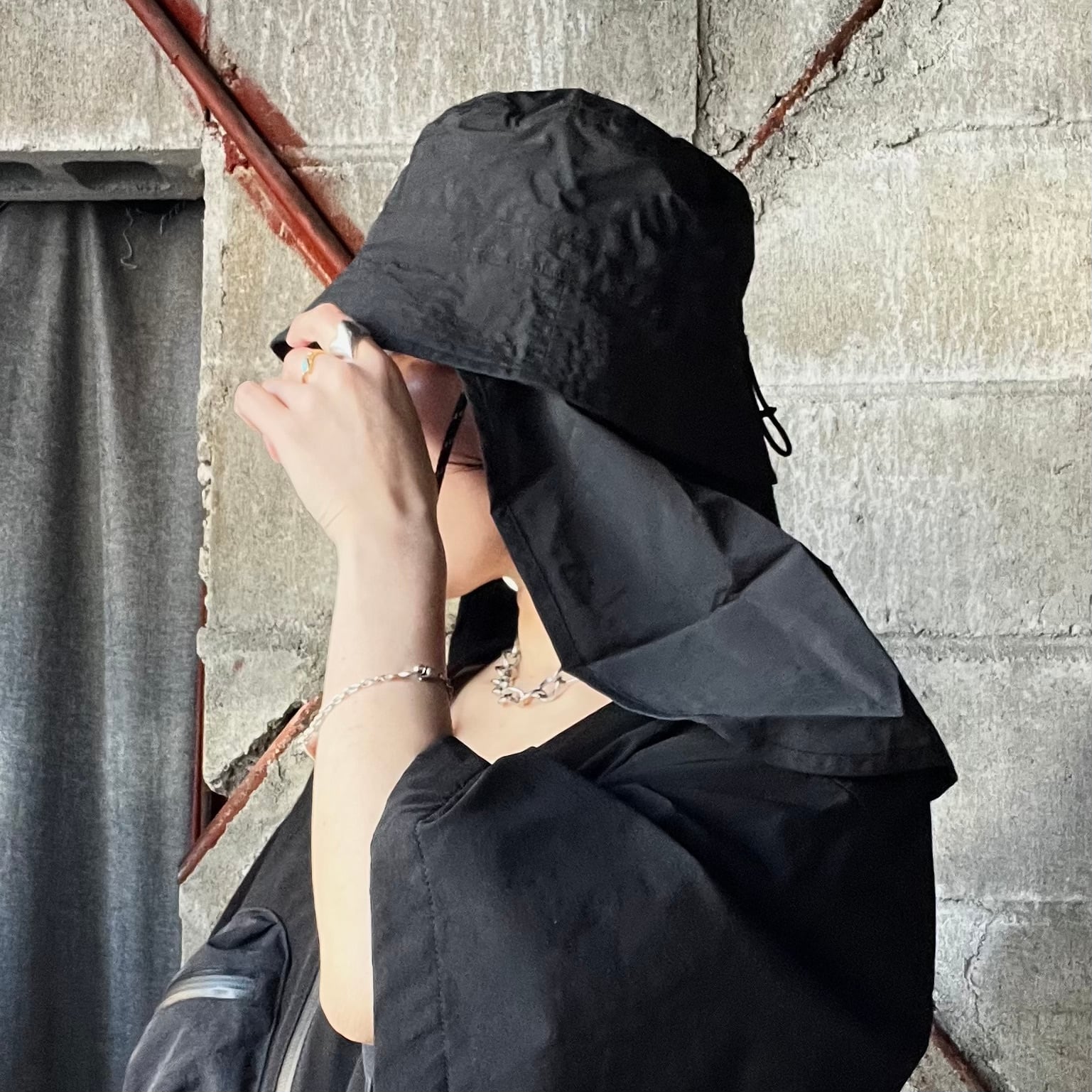 HOLIDAY】 supplex nylon attachment hat (black） | olaf