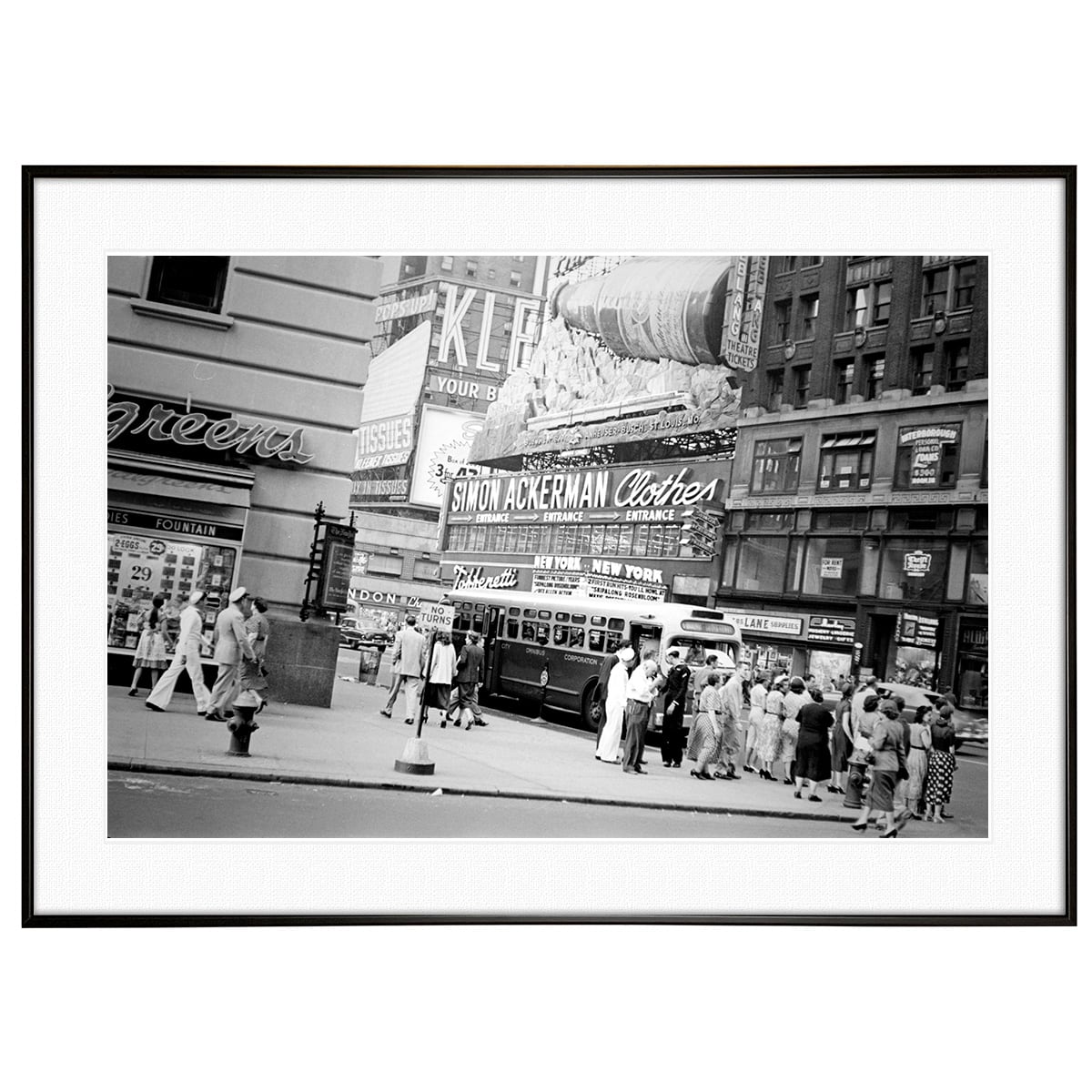 アメリカ写真 1952年 タイムズスクエアの街並み インテリア モノクロ