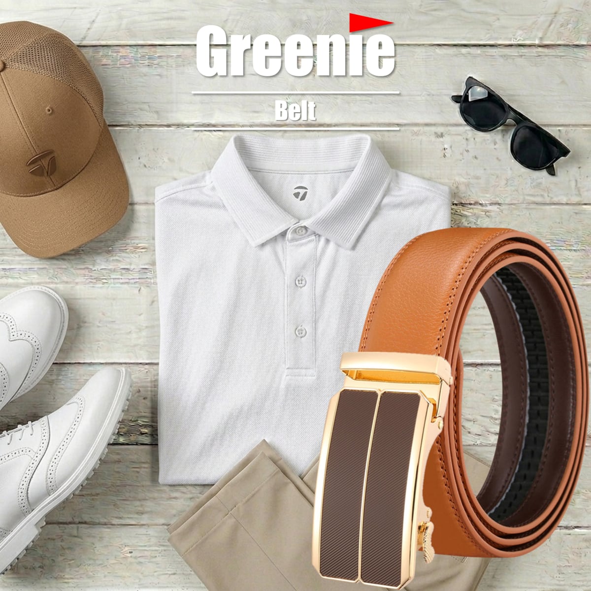 Greenie (グリーニー) ベルト ゴルフ Golf オートロック PUレザー