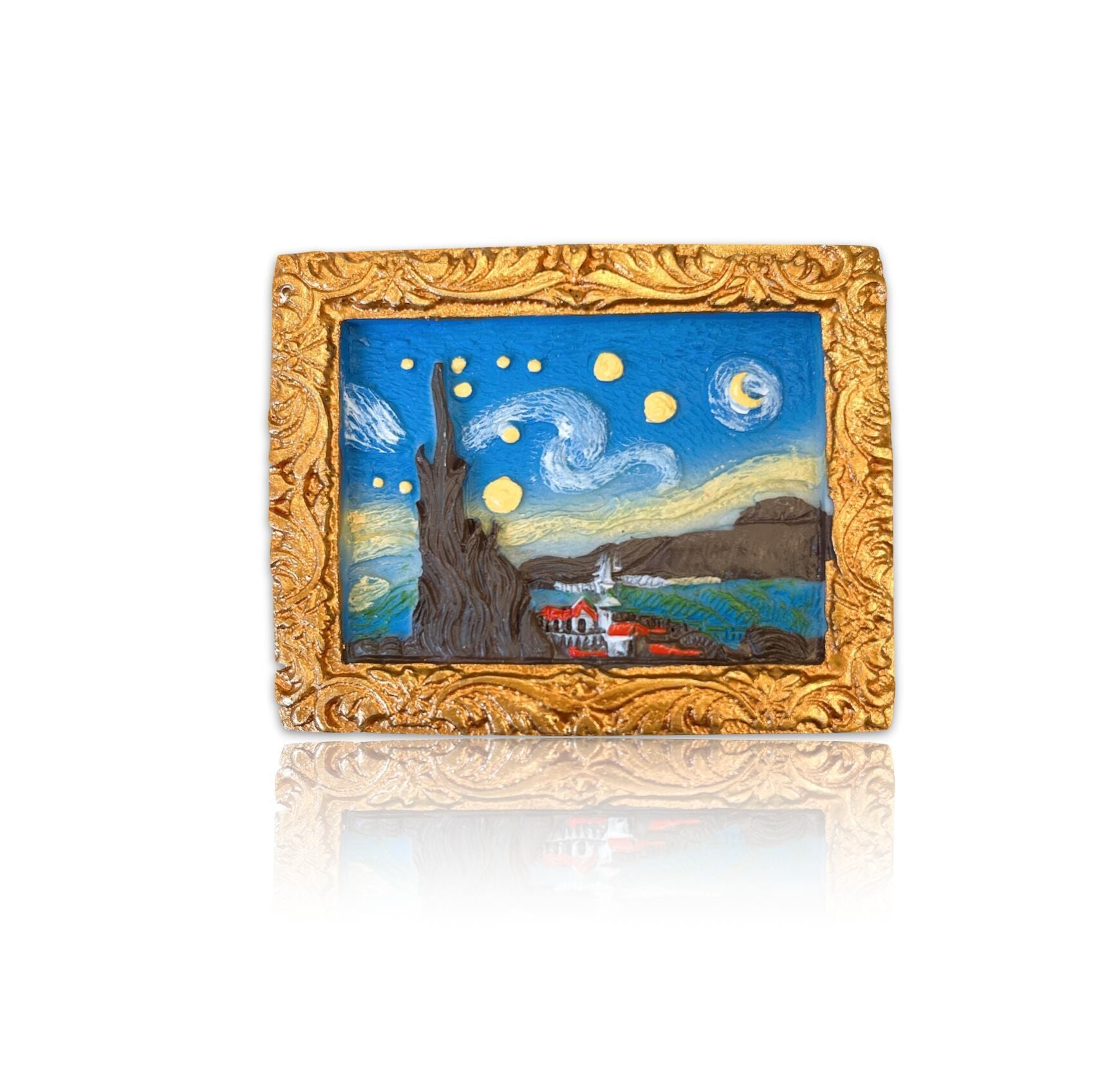 ゴッホ 額縁 アート 立体 マグネット 】 星月夜 3D 磁石 絵 名画 油絵
