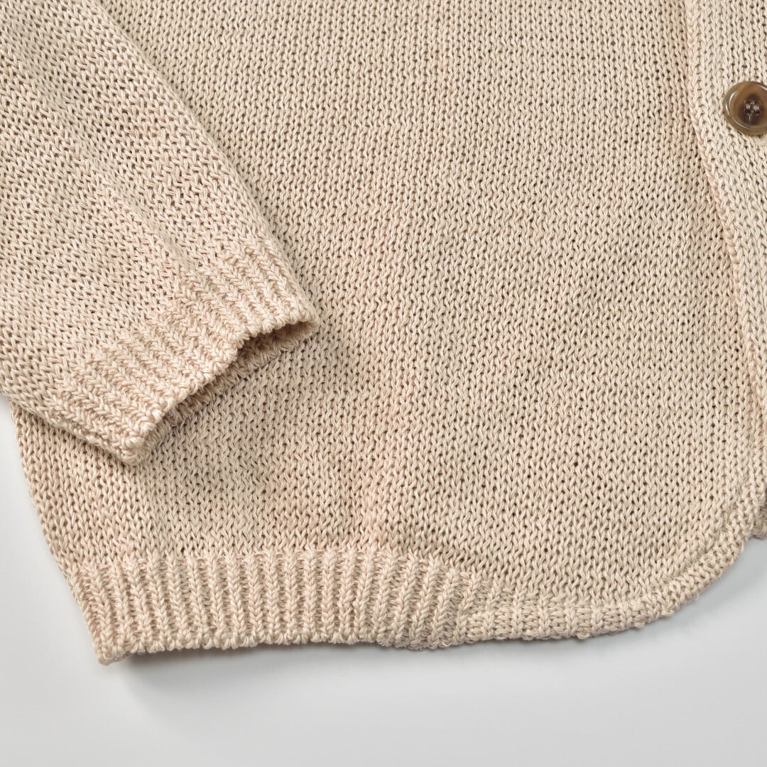 ARBRE アルブル スタンドカラーコットンカーディガン・ベージュ【メンズ】擬麻加工が施されスタンドカラーがアクセントのニットです【送料無料】