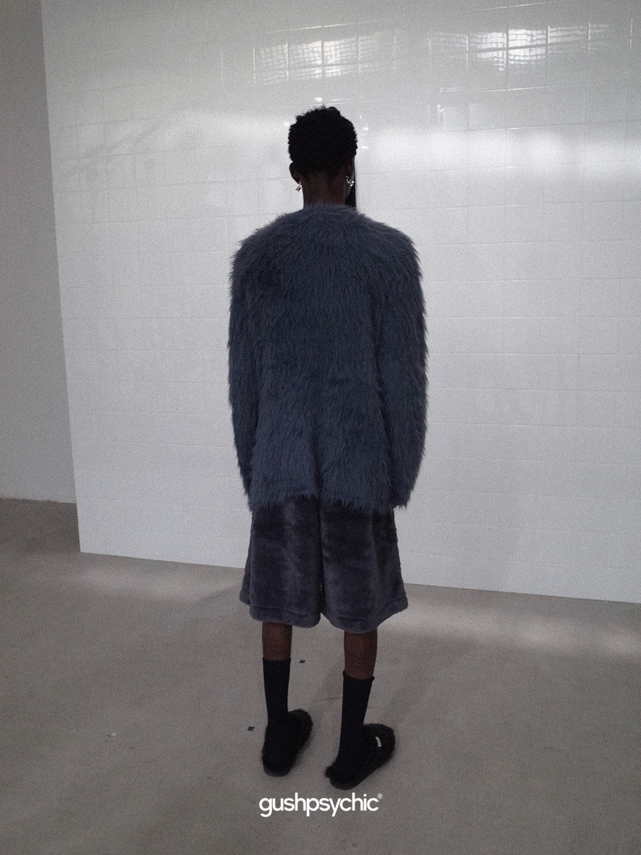 gushpsychic Hole Design Long Mink Hair Crewneck Sweater