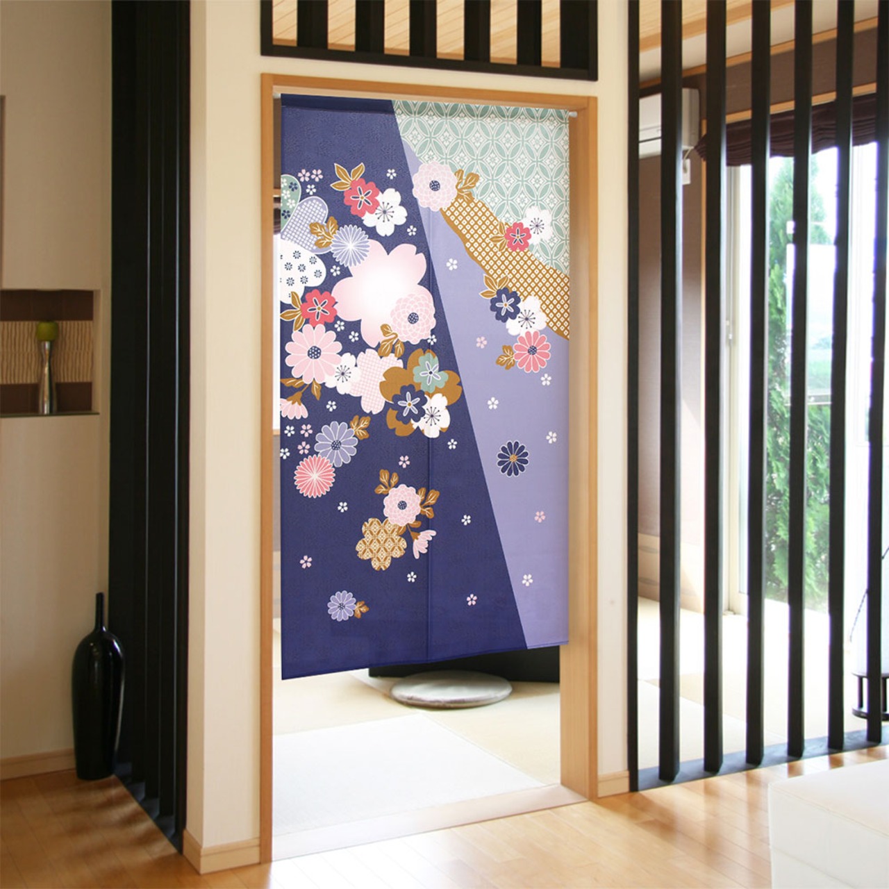 【受注生産】 のれん  吉祥華  幅85ｘ丈150cm