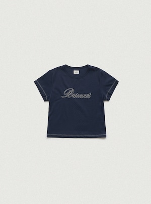 [The Barnnet] Diana Chain Stitch Logo T-Shirt_Navy 正規品 韓国ブランド 韓国通販 韓国代行 韓国ファッション ザ バーネット ザバーネット 日本 店舗