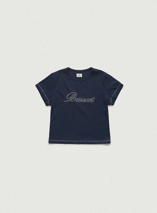 [The Barnnet] Diana Chain Stitch Logo T-Shirt_Navy 正規品 韓国ブランド 韓国通販 韓国代行 韓国ファッション ザ バーネット ザバーネット 日本 店舗