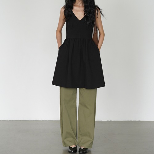 v-neck sleeveless flared dress　L0515