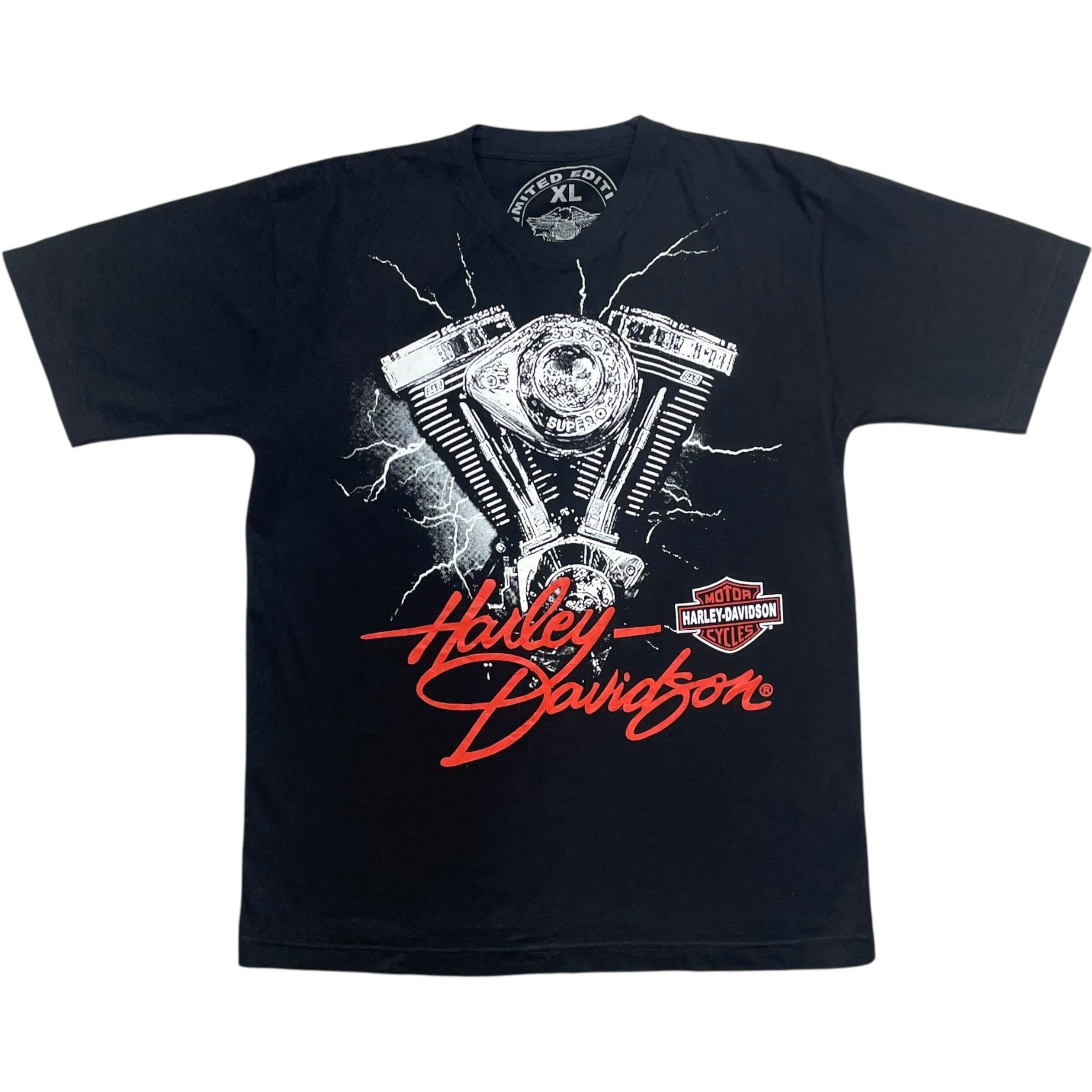 《XL》 Harley-Davidson ハーレーダビッドソン Tシャツ エンジン プリント ブラック no.8472