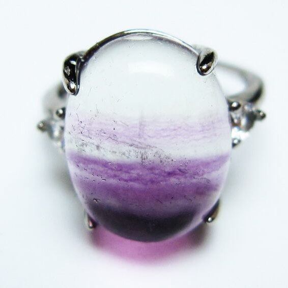 フローライト リング 蛍石 指輪 フリーサイズ 17号 一点物 メール便可 [M便 1/20] 115-7020