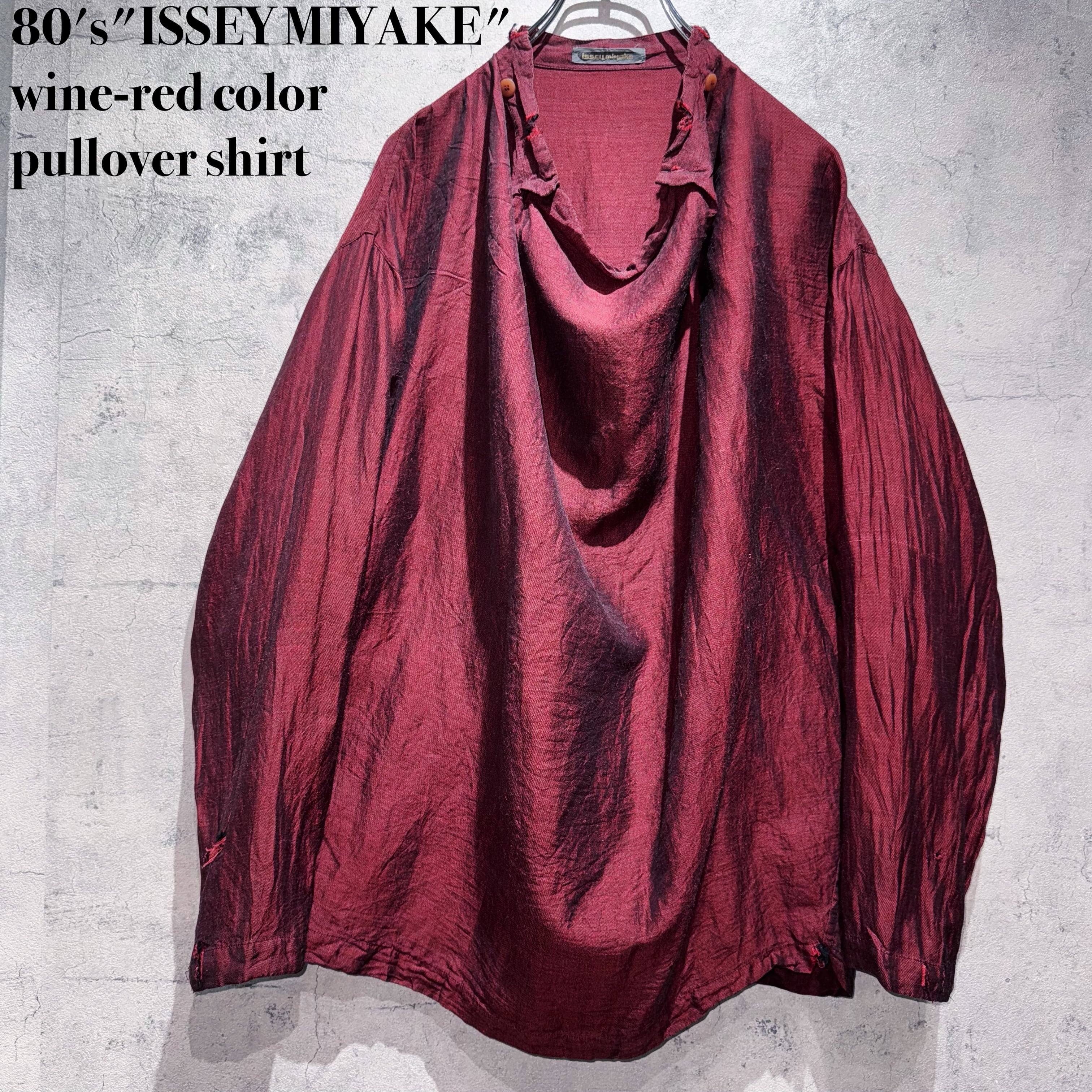 80's"ISSEY MIYAKE"wine-red color pullover shirt