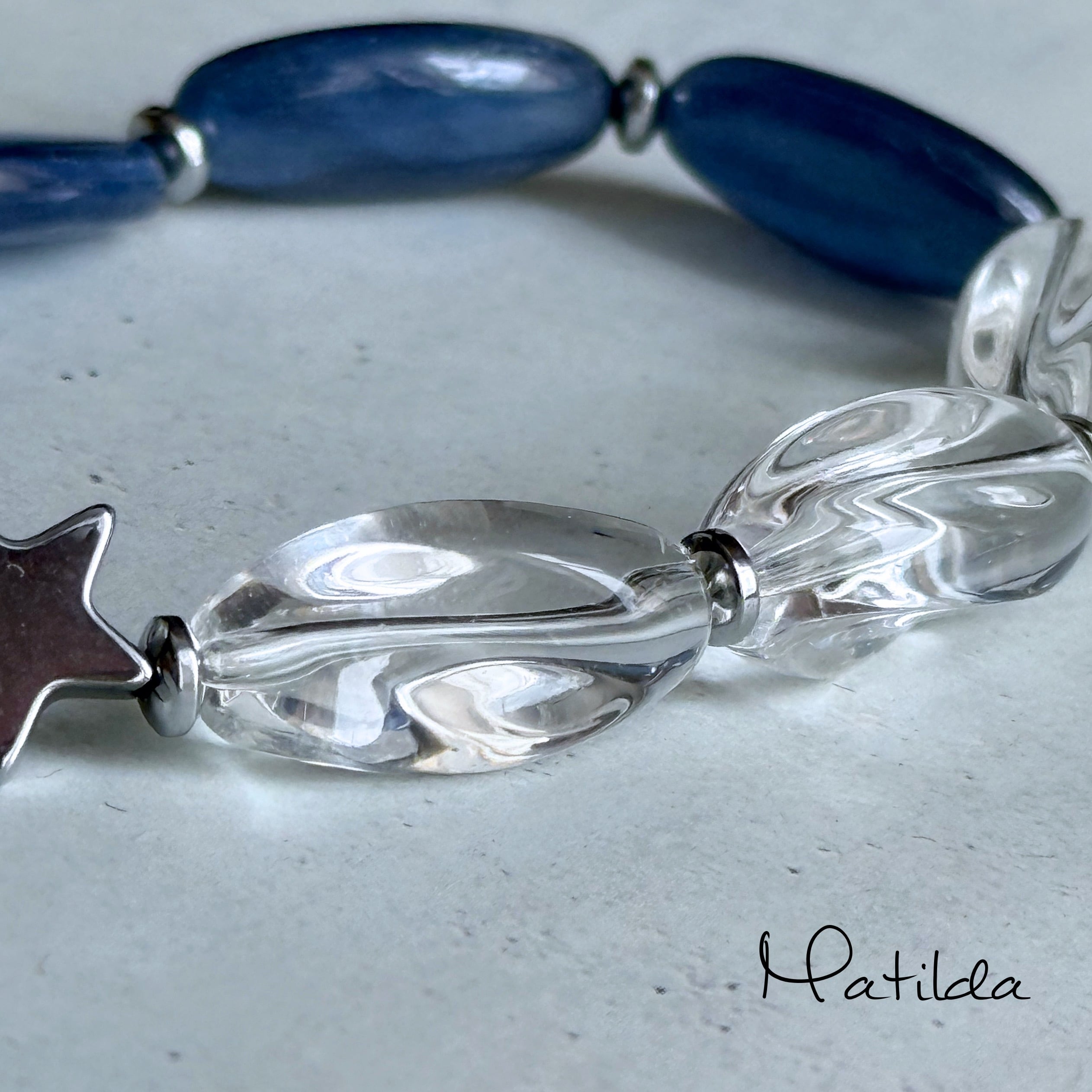 Tube & stone bracelet(カイヤナイト×クォーツ)
