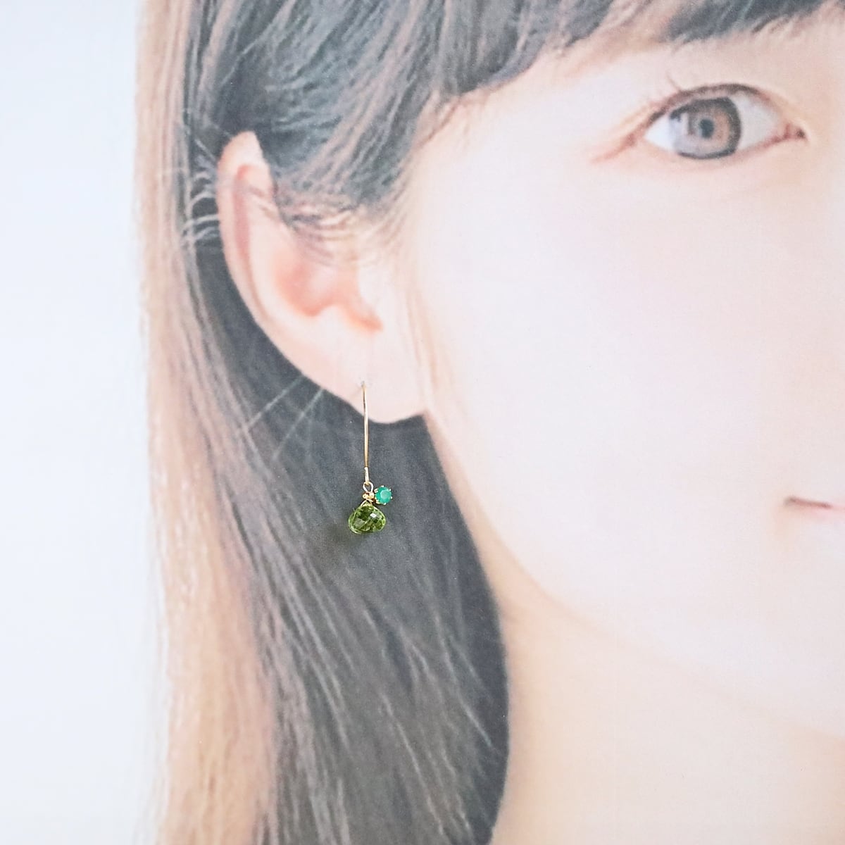Peridot 宝石のマスカットピアス｜14Kgf｜イヤリング変更可 | Bear's