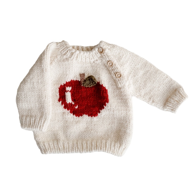 【送料無料】Apple Sweater Cream / Red