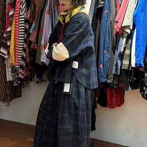 チェック柄ワイドシルエット ショート丈シャツ2col H 26452