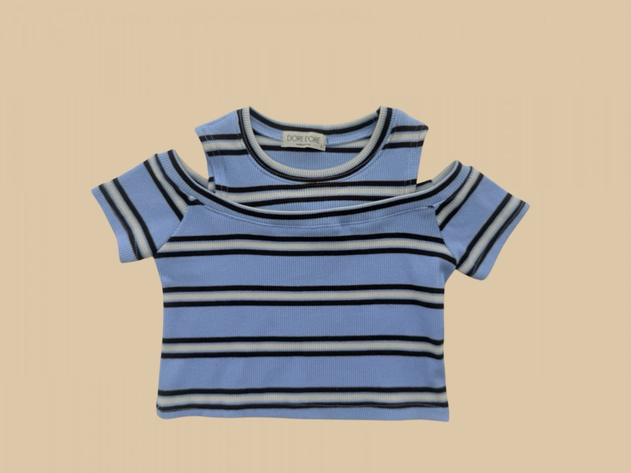 [DOREDORE] Striped shoulder cutout top (17/19) / [도레도레] 단가라어깨트임티 (17/19)
