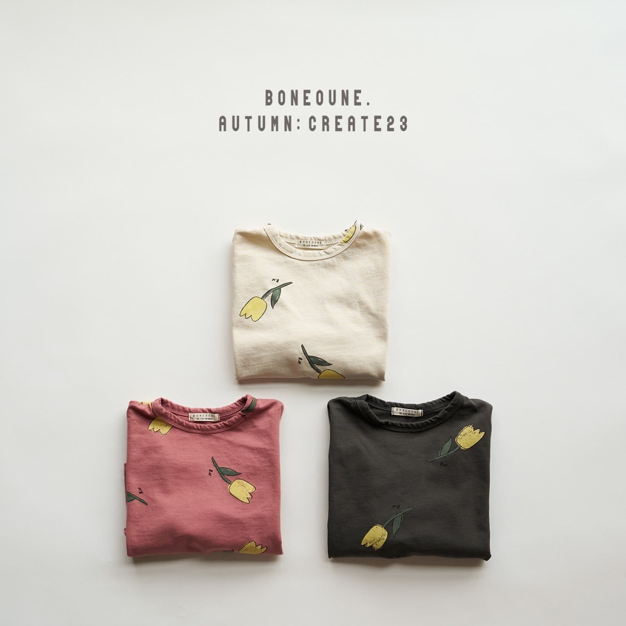 «sold out»«ジュニアサイズあり» Boneoune フラワーカットソー 3colors