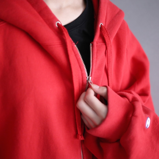 "Champion" super over size wide silhouette zip-up sweat parka