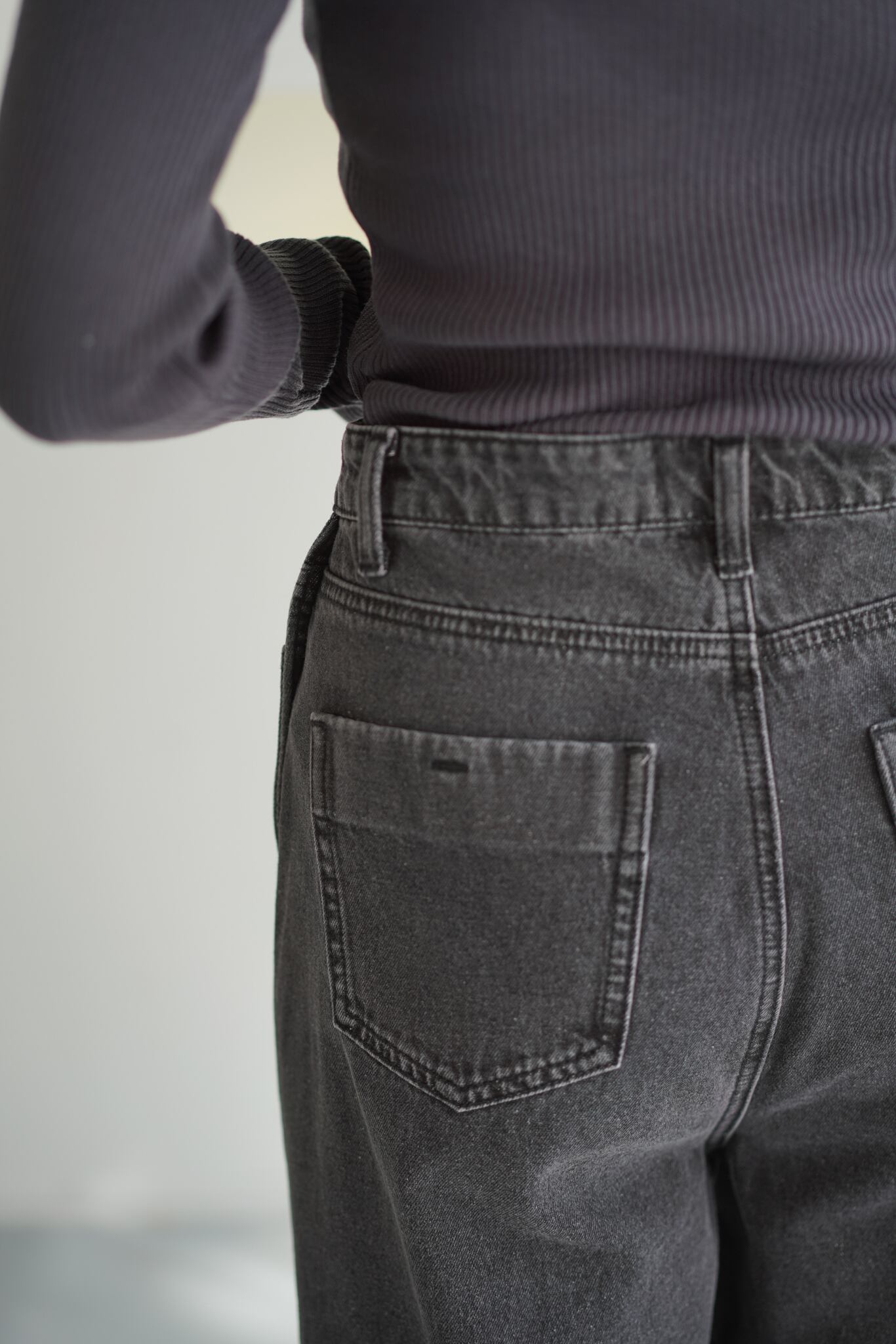 NOMINE side line tuck wide high waist denim pants サイドライン