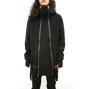[D.HYGEN] (ディーハイゲン) ST101-0323A Wool Untwisted Yarn Fleece-Lined Double Zip Suspender Hooded Jacket