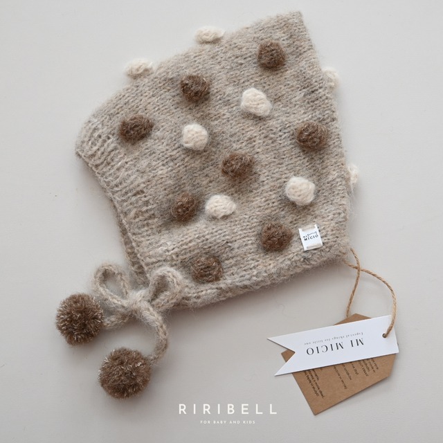 【mi MICIO】BUBBLE bonnet - Beige base / 即納