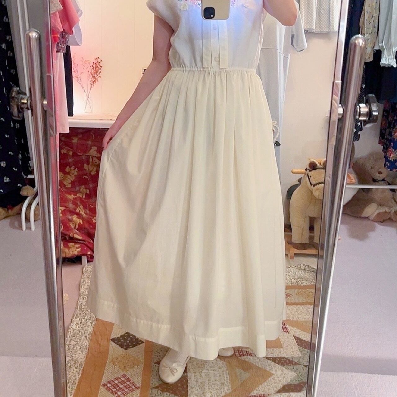 remake / flower embroidery one-piece