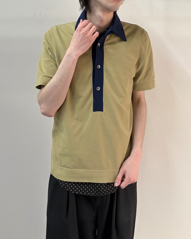 【PRADA】bicolor nylon polo top