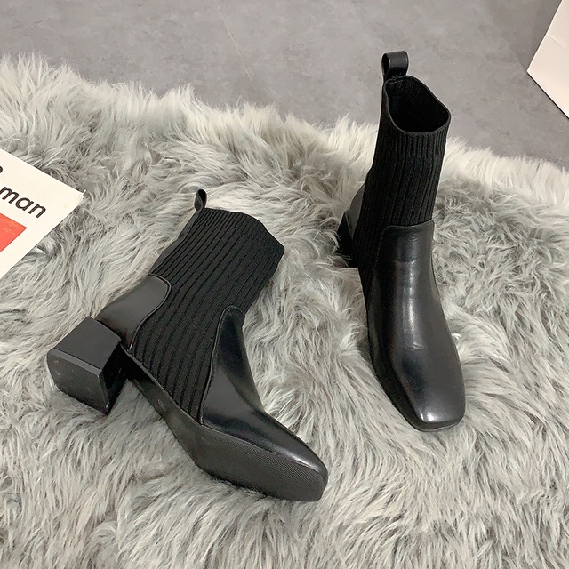 ブーツスタイルオータムレッドハイヒールストレッチソックス 薄手ショートレディース 靴 シューズ エラスティック 伸縮 秋物 タイツ ストッキング スクウェア 部族の婦人靴69267143223