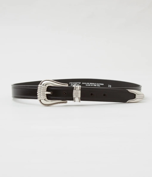 TORY LEATHER   / 1 inch "3 -Piece Silver Buckle Belt(BLACK×NICKEL)
