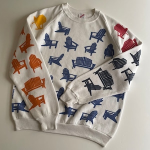 -VINTAGE- USA製 MICHIGAN RAG CO. CHAIR CREWNECK -MULTI COLOR- [L]