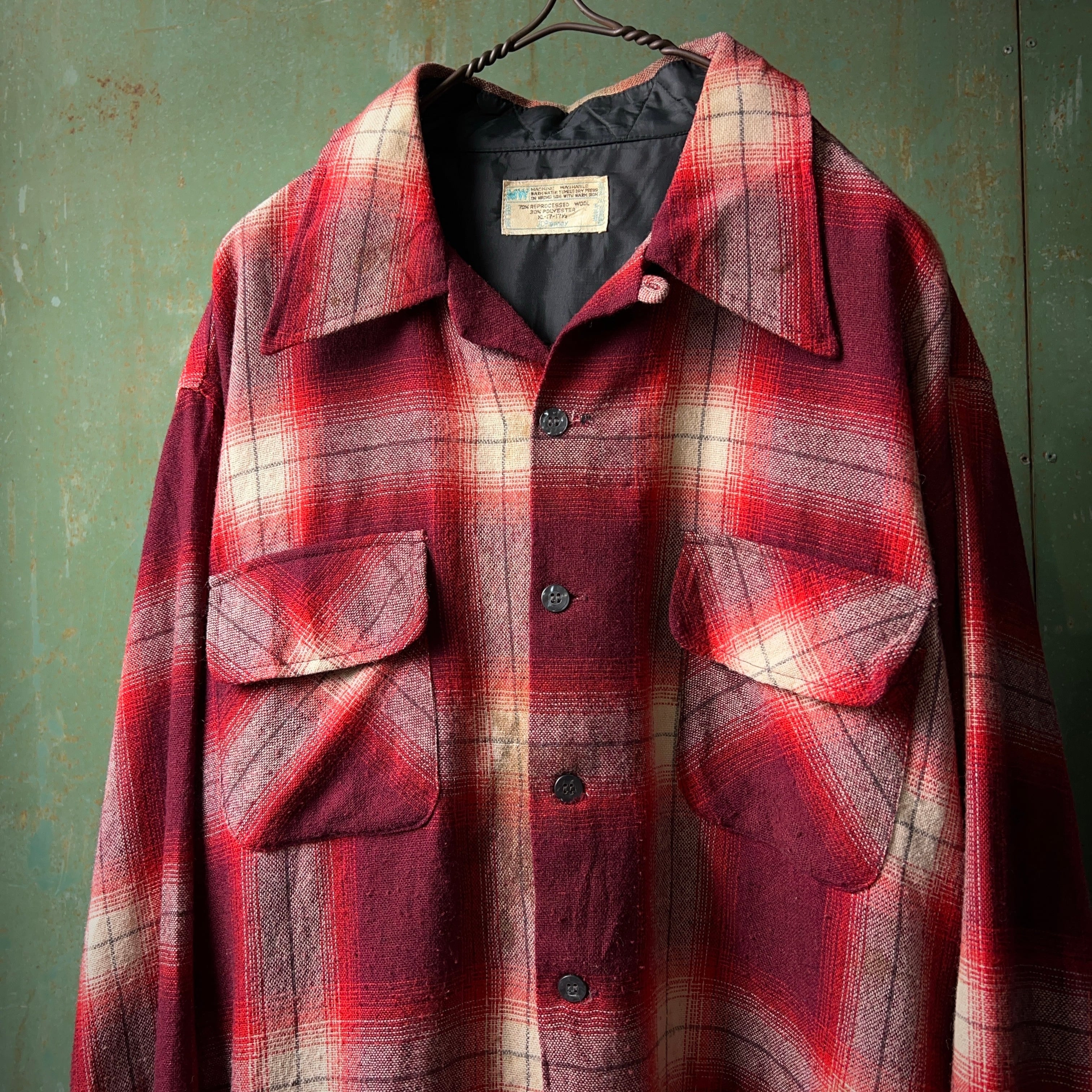 1970's JCPenney Ombre Plaid Wool Shirt 70年代 JCペニー