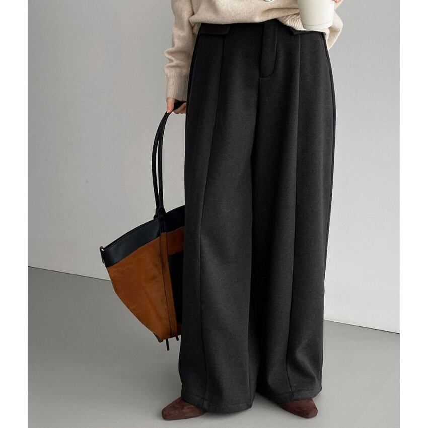 fleece-lined wide casual pants　J00386
